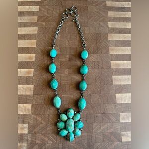 Turquoise and 925 silver Floral Necklace
